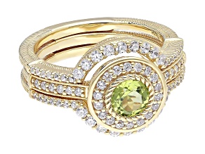 Judith Ripka 0.5ct Peridot and 1.20ctw Bella Luce® Diamond Simulant 14k Gold Clad Ring Set