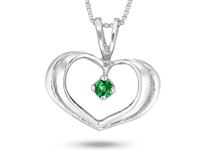 0.05ct Emerald Heart Pendant in 14k White Gold