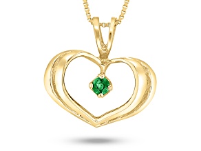 0.05ct Emerald Heart Pendant in 14k Yellow Gold