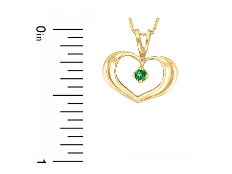 0.05ct Emerald Heart Pendant in 14k Yellow Gold