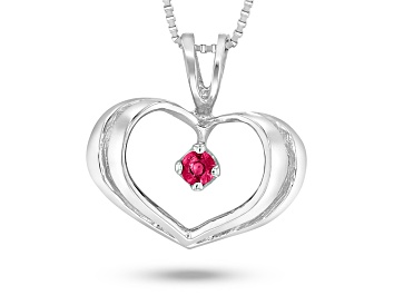 Picture of 0.06ct Ruby Heart Pendant in 14k White Gold