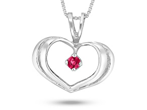 0.06ct Ruby Heart Pendant in 14k White Gold