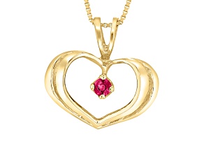 0.06ct Ruby Heart Pendant in 14k Yellow Gold