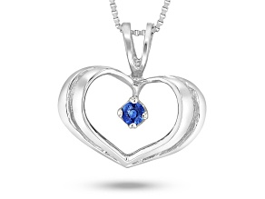 0.06ct Sapphire Heart Pendant in 14k White Gold