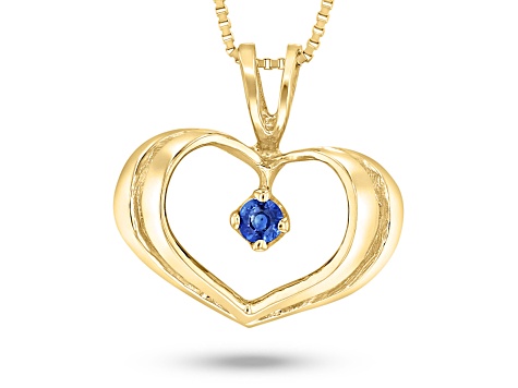 0.06ct Sapphire Heart Pendant in 14k Yellow Gold