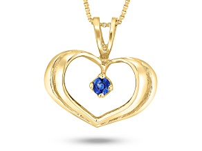 0.06ct Sapphire Heart Pendant in 14k Yellow Gold