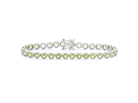 Green Peridot Sterling Silver Tennis Bracelet 8.16ctw