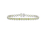 Green Peridot Sterling Silver Tennis Bracelet 8.16ctw