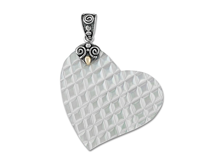 Silver Treasures by Samuel B. Mother-Of-Pearl Sterling Silver with 18K Heart Pendant