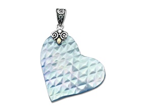 Silver Treasures by Samuel B. Blue Mother-Of-Pearl Sterling Silver with 18K Gold Heart Pendant