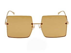 Fendi Square Gold Tone Frame / Brown Lenses Sunglasses