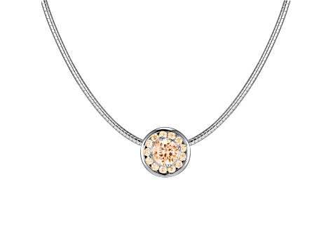 Champagne Cubic Zirconia Rhodium Over Silver Necklace 1.54ctw