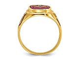 10K Yellow Gold Men's Enamel and Lab Created Ruby Blue Lodge Masonic Ring