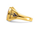 10K Yellow Gold Men's Enamel and Lab Created Ruby Blue Lodge Masonic Ring