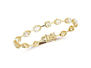 Rachel Zoe 14K Yellow Gold Over Sterling Silver Mixed Shape Prong Set Cubic Zirconia Tennis Bracelet