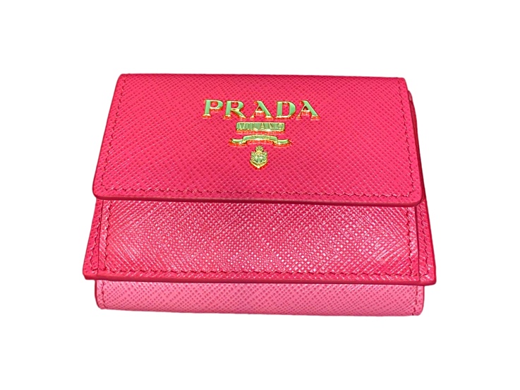 Prada Two-Toned Pink Tri-Fold Saffiano Wallet - 13LY7A | JTV