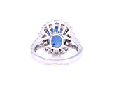 8.31 Ctw Blue Sapphire and 1.42 Ctw White Diamond Ring in 14K WG