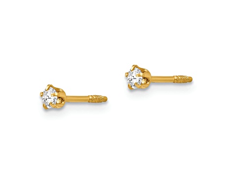 14K Yellow Gold Polished Reversible Cubic Zirconia and 3mm Ball Earrings