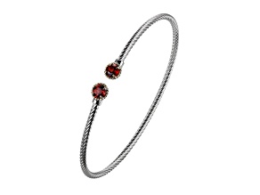 Red Garnet Rhodium Over Sterling Silver with 10k Yellow Gold Two-tone Cuff Bracelet 1.08ctw