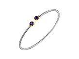 Purple Amethyst Rhodium Over Sterling Silver with 10k Yellow Gold Two-tone Cuff Bracelet 0.86ctw