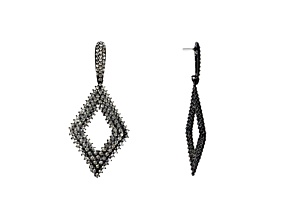 Off Park® Collection, Jet Black Open Center Diamond-Shape Clear Crystal Drop Earrings.