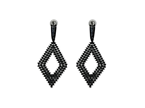 Off Park® Collection, Jet Black Open Center Diamond-Shape Siam Red Crystal Drop Earrings.