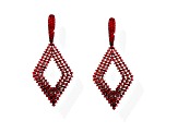 Off Park® Collection, Jet Black Open Center Diamond-Shape Siam Red Crystal Drop Earrings.