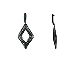 Off Park® Collection, Jet Black Open Center Diamond-Shape Green Crystal Drop Earrings.