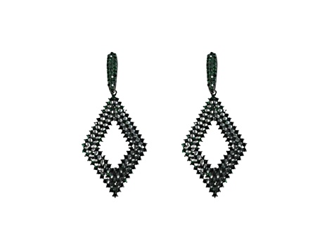 Off Park® Collection, Jet Black Open Center Diamond-Shape Green Crystal Drop Earrings.