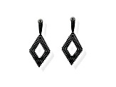 Off Park® Collection, Jet Black Open Center Diamond-Shape Green Crystal Drop Earrings.