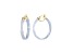 14K Yellow Gold Over Sterling Silver With Silver Color Glitter Clear Acrylic Hoops