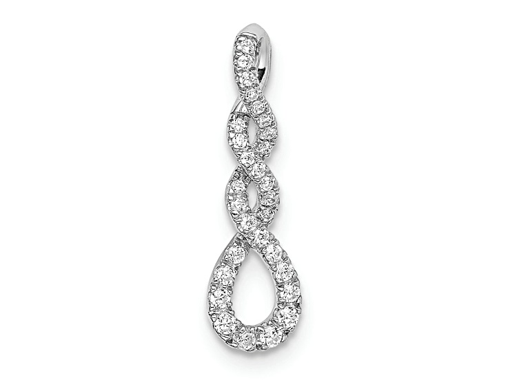 Rhodium Over 10k White Gold 0.12 ctw Diamond Twist Chain Slide Pendant