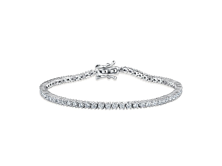 White Cubic Zirconia Rhodium Over Sterling Silver Tennis Bracelet 4.74ctw