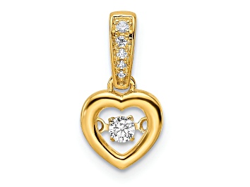 Picture of 14k Yellow Gold Diamond Polished Heart Dangle Pendant