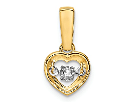 14k Yellow Gold Diamond Polished Heart Dangle Pendant