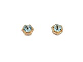 14K Yellow Gold 6.5x6.5 Hexagon Aquamarine and Diamond Earrings 2.62ctw
