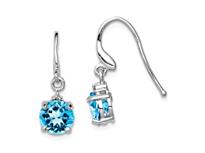 Sterling Silver Rhodium-plated Blue Topaz and Diamond Wire Earrings