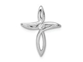 Rhodium Over 14K White Gold A Diamond Cross Pendant