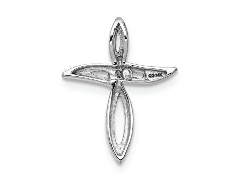 Rhodium Over 14K White Gold A Diamond Cross Pendant