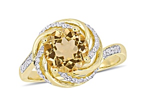 Citrine, Topaz and Diamond Accent 18k Yellow Gold Over Sterling Silver Swirl Ring 1.88ctw