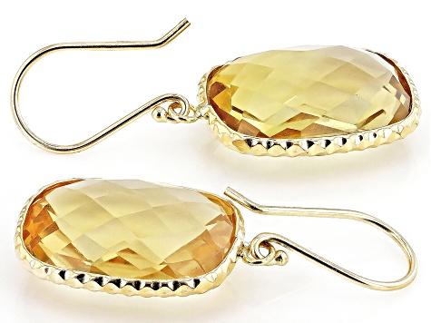 Yellow Citrine 14K Yellow Gold Dangle Earrings 18.00ctw