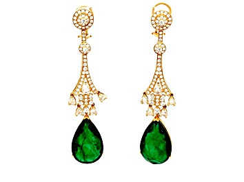 Picture of 39.00 Ctw Emerald and 1.75 Ctw White Diamond Earring in 18K YG
