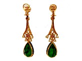 39.00 Ctw Emerald and 1.75 Ctw White Diamond Earring in 18K YG
