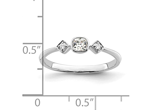 Rhodium Over 14K Gold Petite Cushion Diamond Ring 0.24ctw