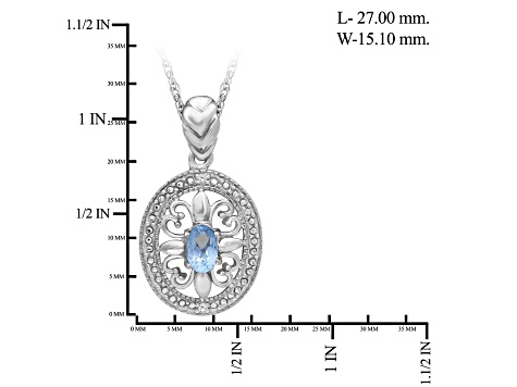 Sky Blue Topaz And White Diamond Sterling Silver Pendant With Chain 0 ...