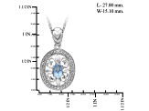 Sky Blue Topaz And White Diamond Sterling Silver Pendant With Chain 0.50ctw
