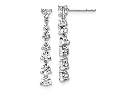 Rhodium Over 14K White Gold Lab Grown Diamond Post Dangle Earrings