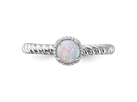 Sterling Silver Stackable Expressions Lab Created Opal Ring