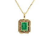 4.32 Ctw Emerald and 0.28 Ctw White Diamond Pendant in 14K YG