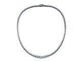 Clear Cubic Zirconia, Rhodium Plated over Brass Graduated Tennis Chain Necklace